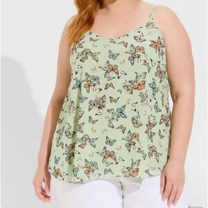 Torrid Sophie Swing Cami Tank Mint Butterflies Sz O/12 L